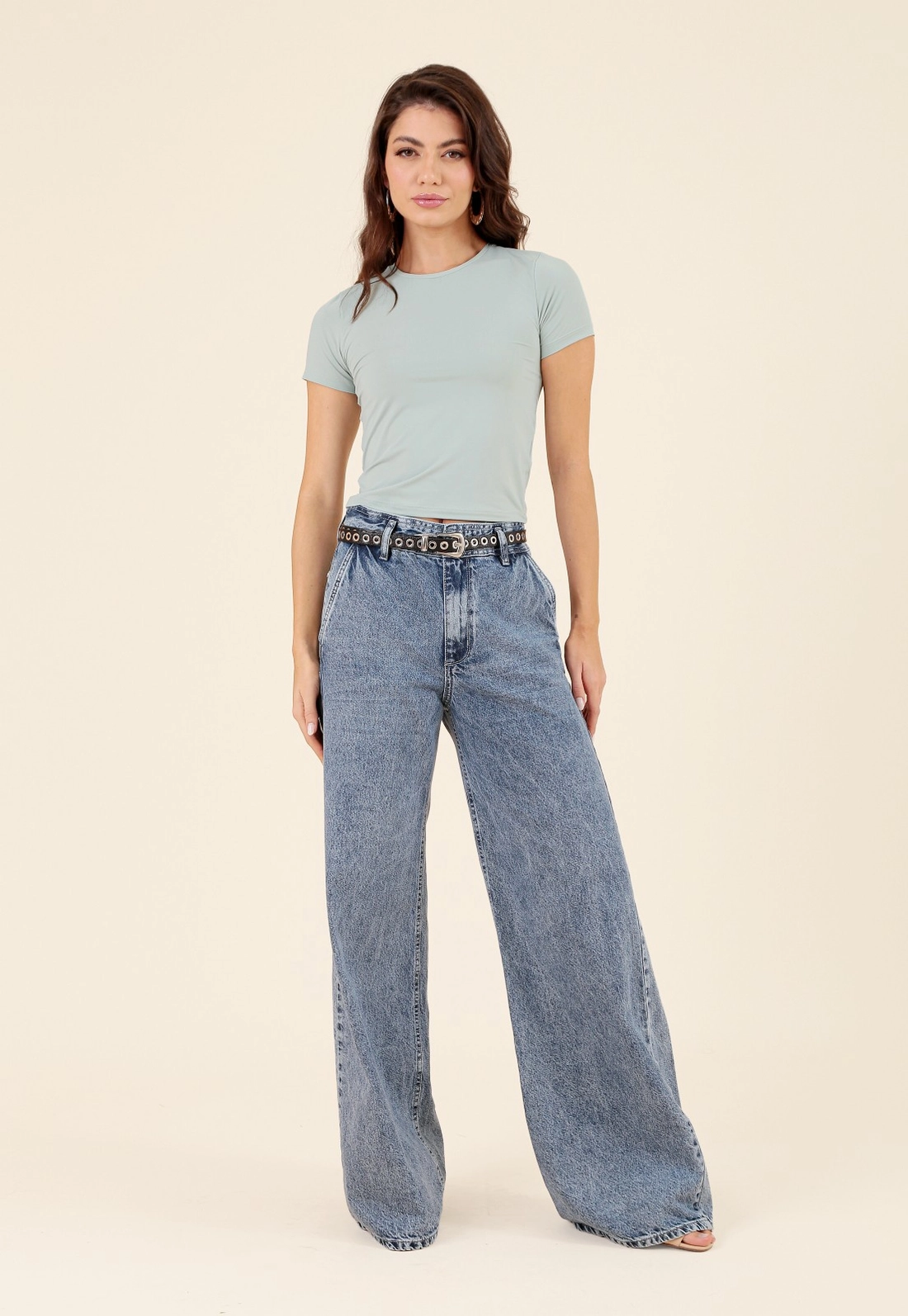 Blusa Básica Em Poliamida Manga Curta