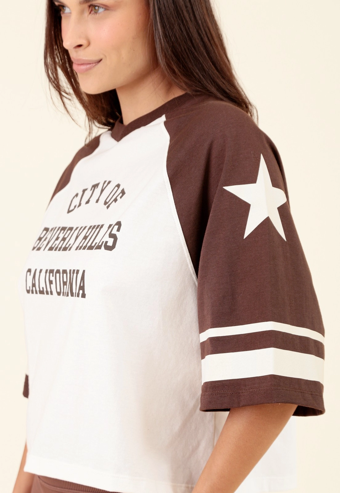 T-Shirt Em Meia Malha Bicolor Beverly Hills