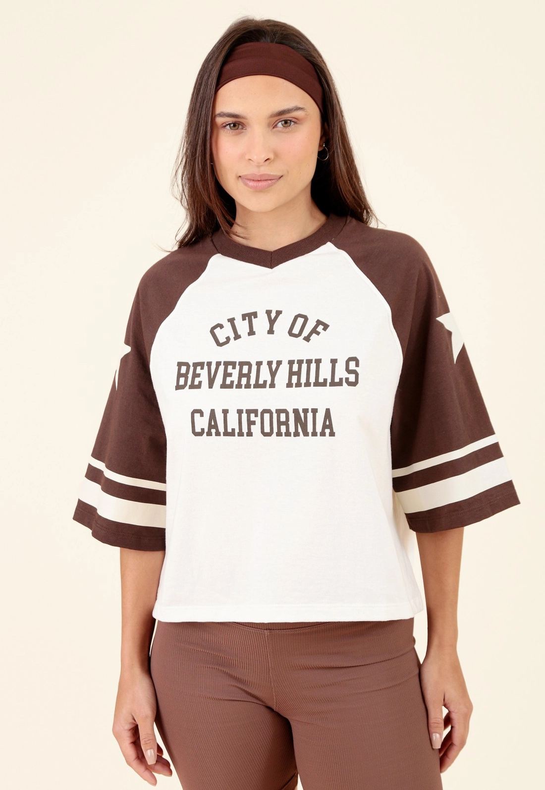T-Shirt Em Meia Malha Bicolor Beverly Hills