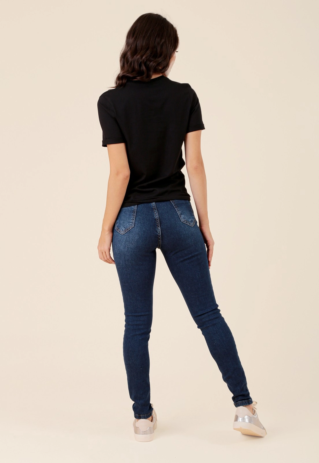 Calça Jeans Skinny Puídos Azul Escuro