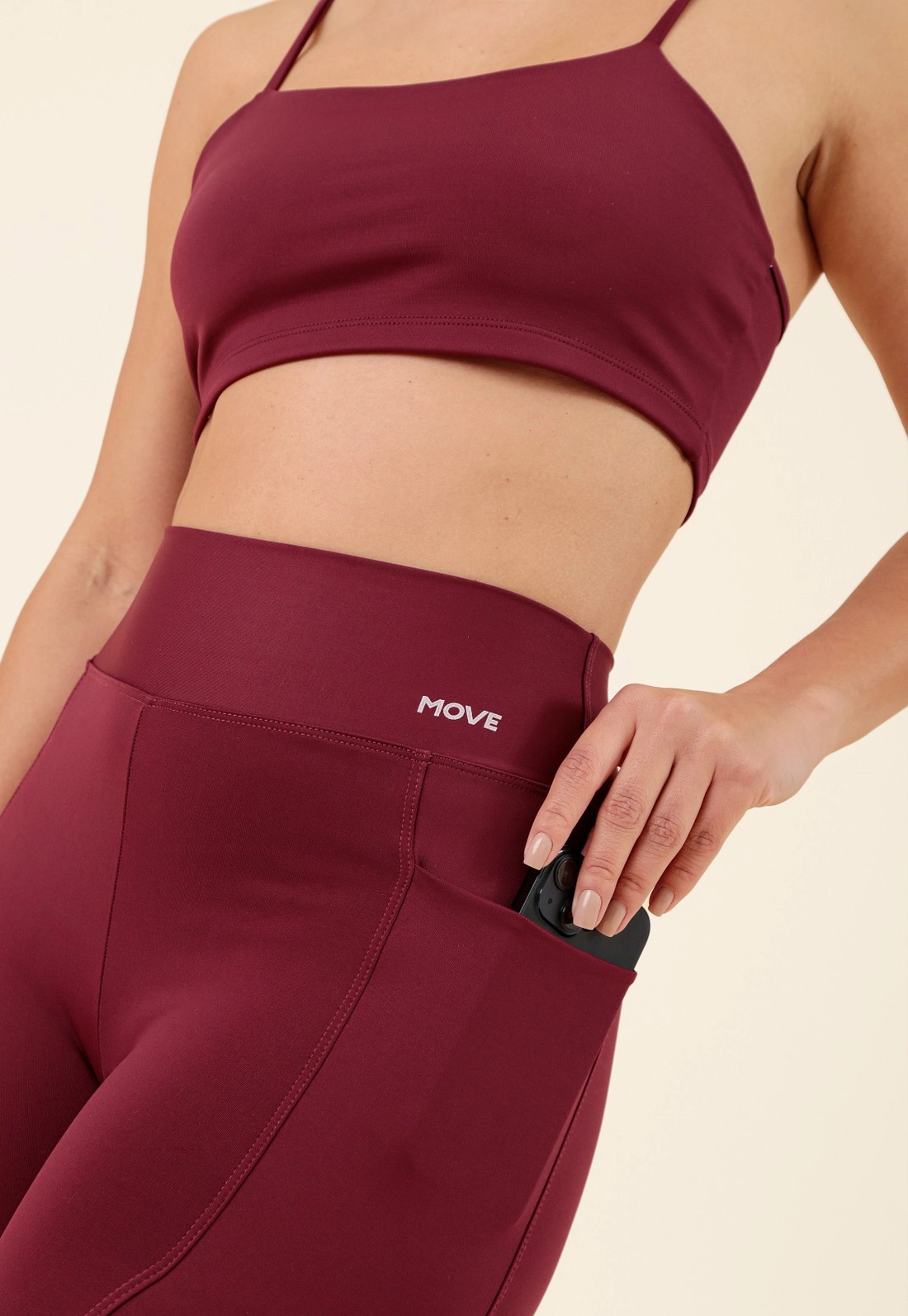 Calça Legging Esportiva Em Poliamida Com Bolso