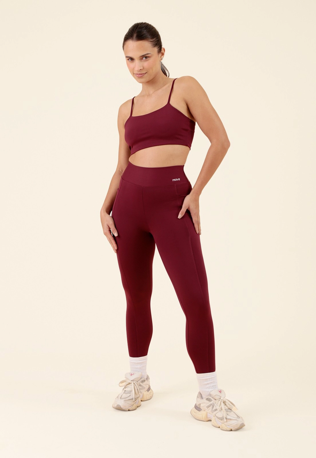 Calça Legging Esportiva Em Poliamida Com Bolso