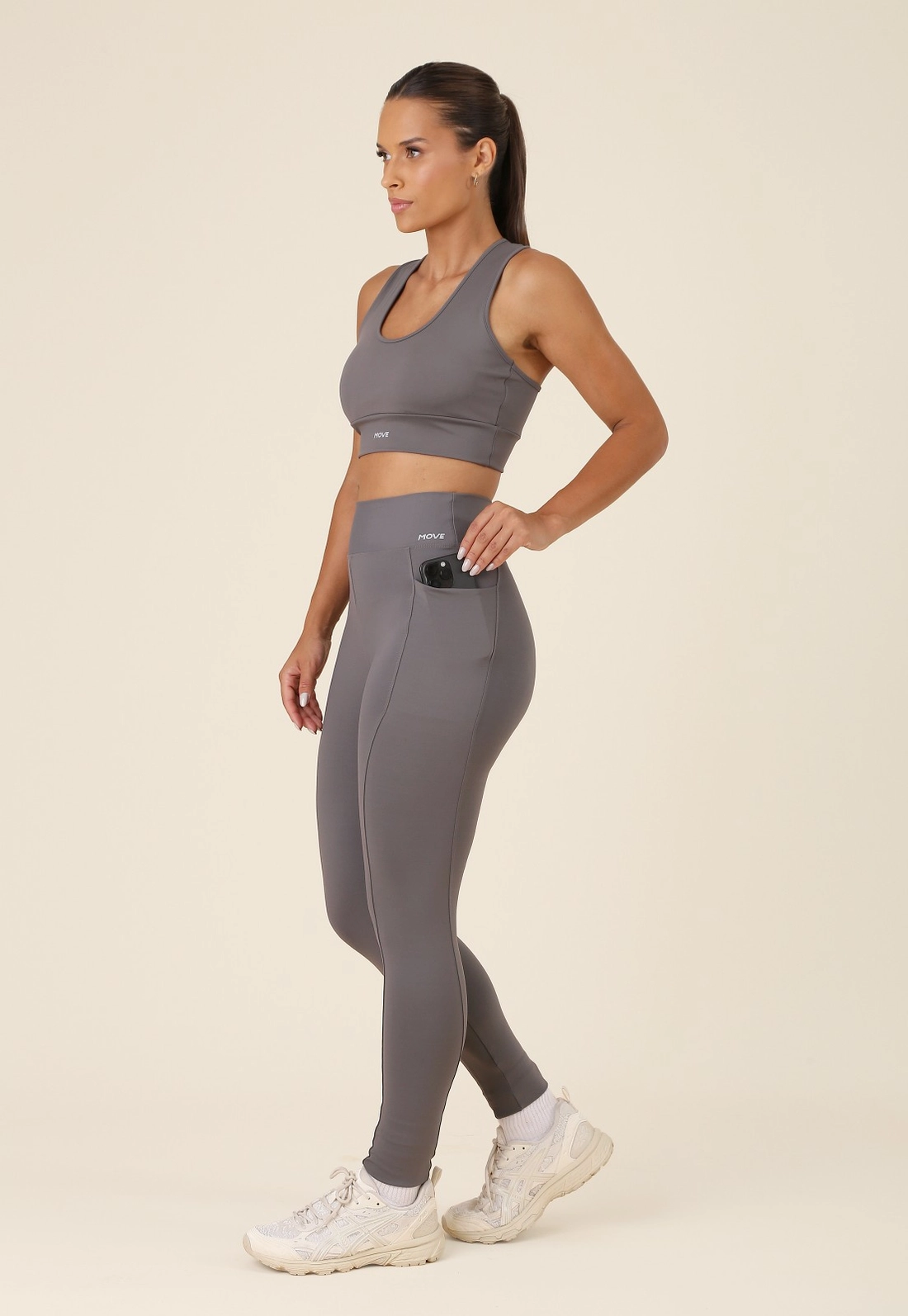 Calça Legging Esportiva Em Poliamida Com Bolso