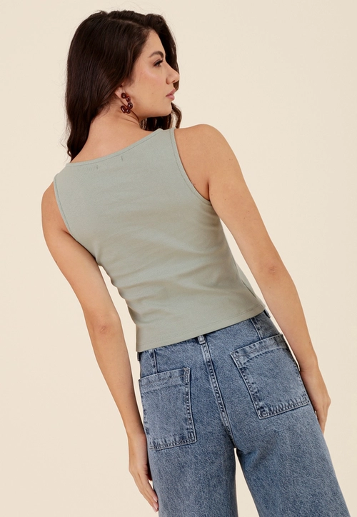 Blusa Regata Em Ribana Com Decote Halter