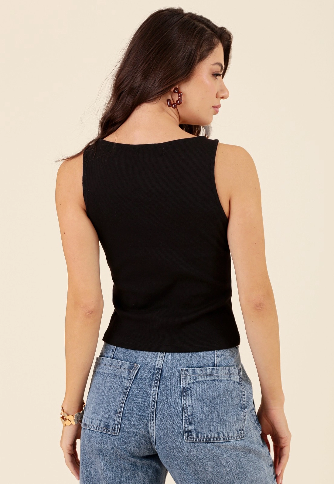 Blusa Regata Em Ribana Com Decote Halter