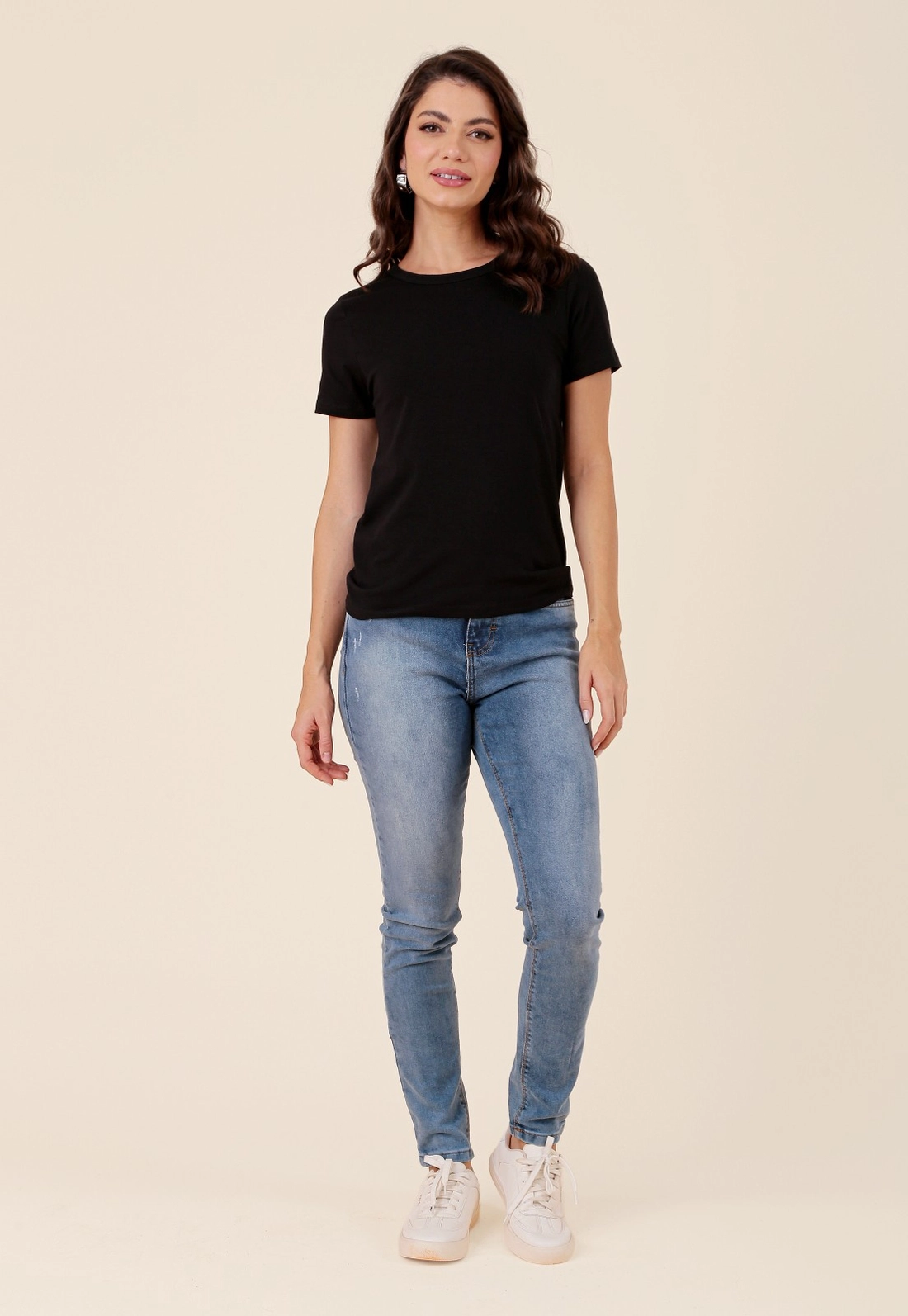 Blusa Básica Em Cotton Manga Curta
