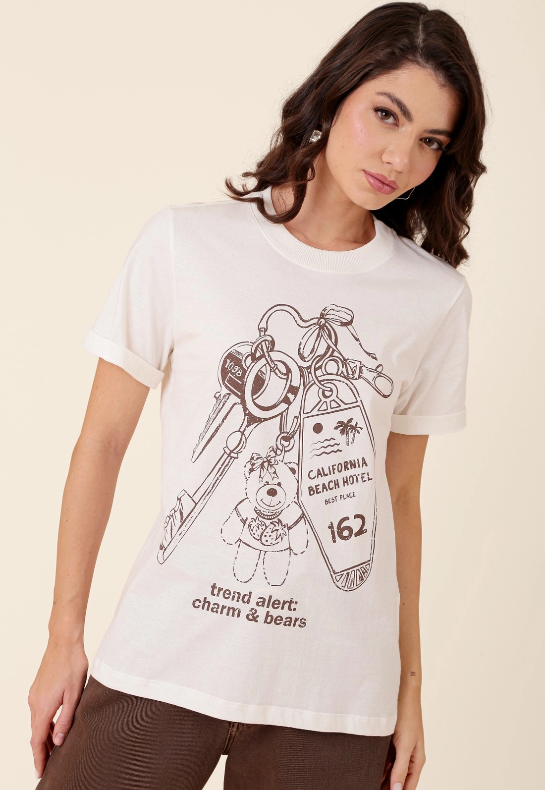 T-Shirt Em Algodão Manga Curta Chaveiro