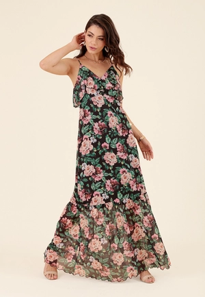Vestido Longo Em Tule Garden Rose