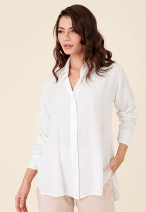 Camisa Oversized Em Viscolinho Manga Longa