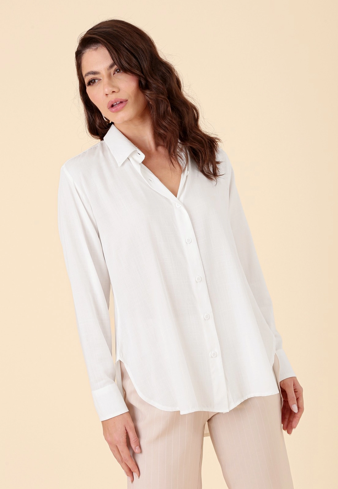 Camisa Oversized Em Viscolinho Manga Longa