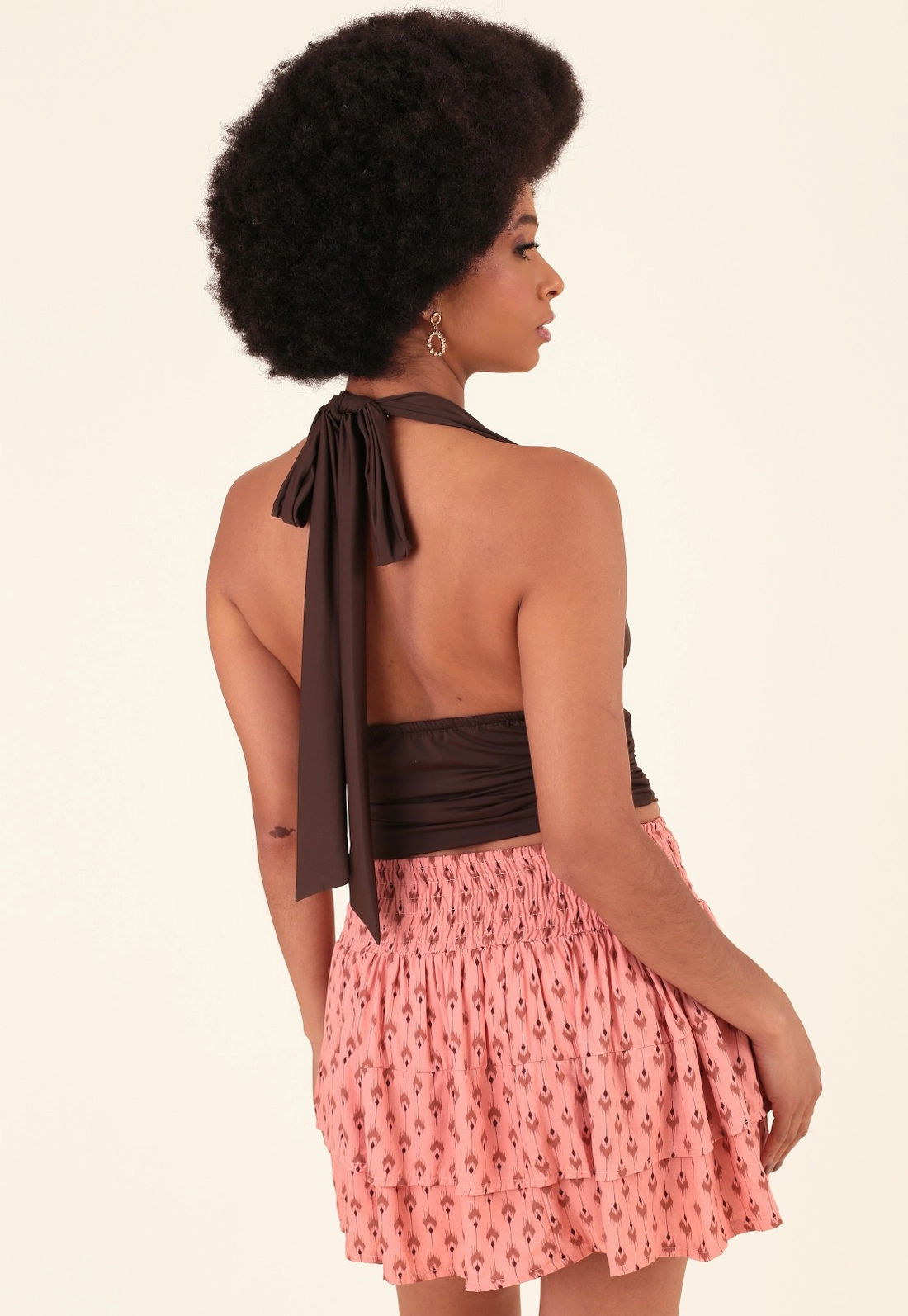 Blusa Frente Única Em Poliamida Com Franzido