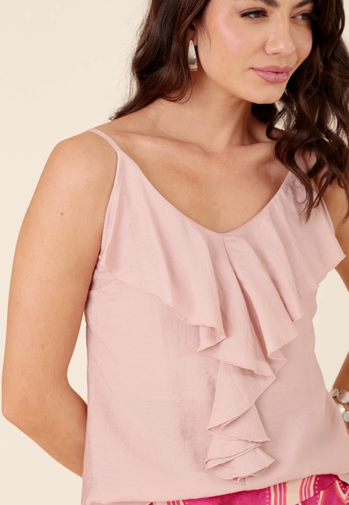 Blusa Em Marrant Light Com Alças E Babados
