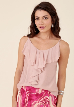 Blusa Em Marrant Light Com Alças E Babados