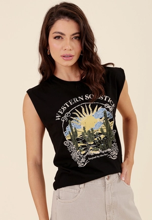 Blusa Regata Em Meia Malha Western