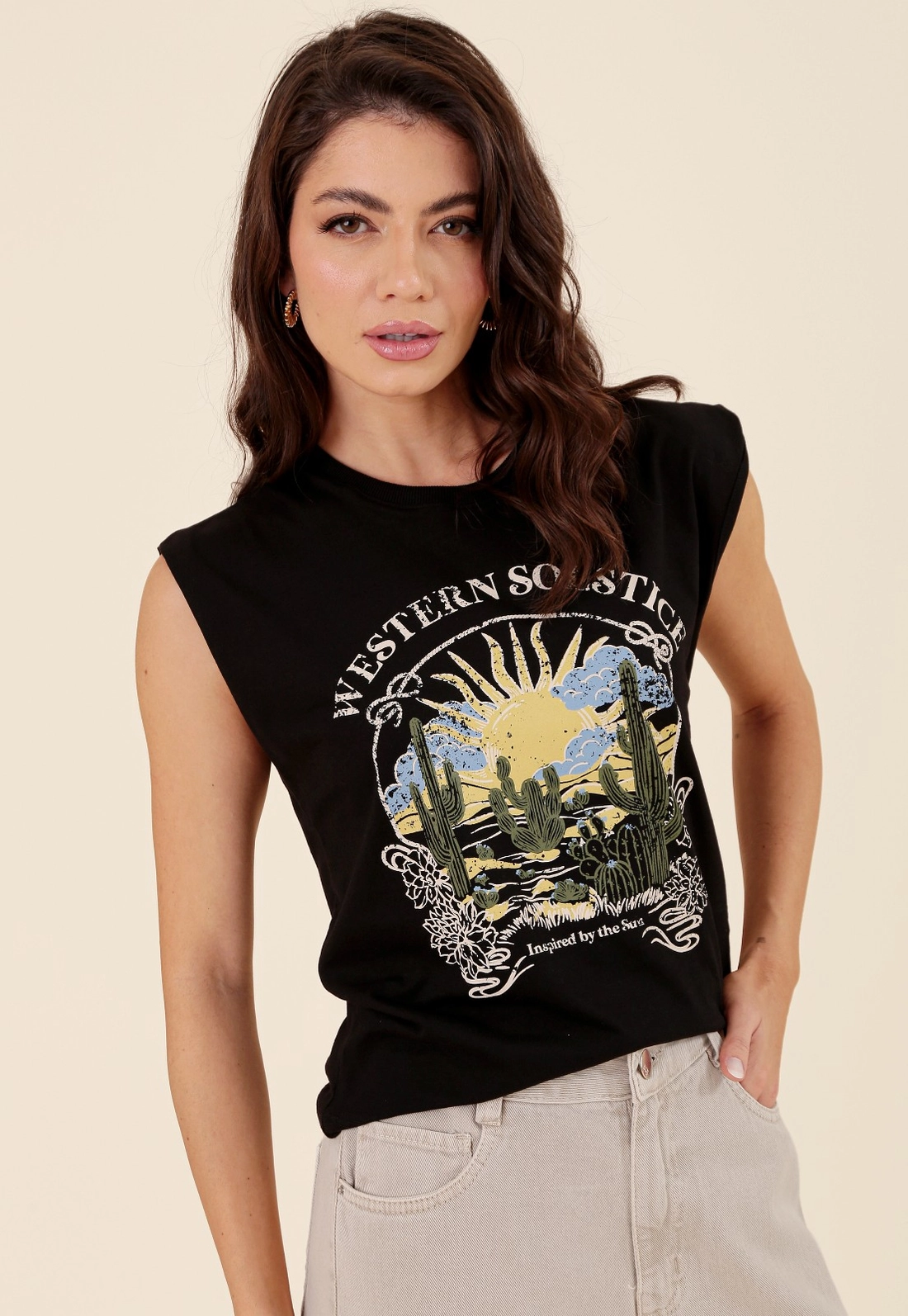 Blusa Regata Em Meia Malha Western