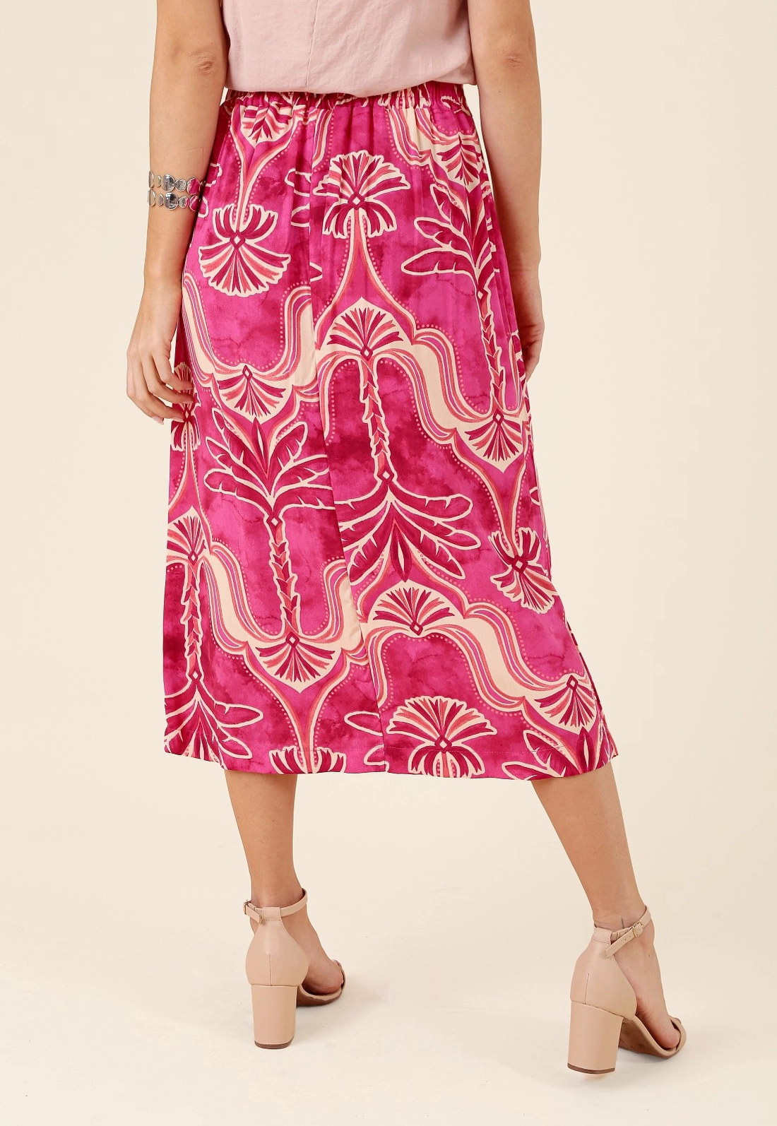 Saia Midi Com Transpasse Em Viscose Estampada Oásis