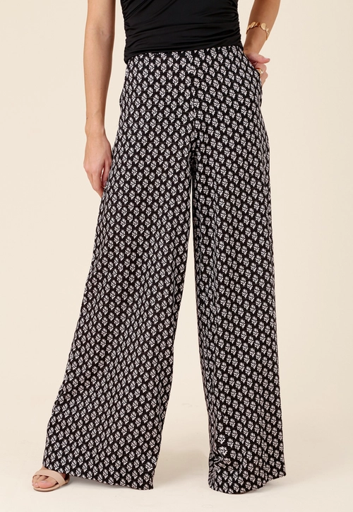 Calça Pantalona Em Viscose Com Lurex Bolso Faca