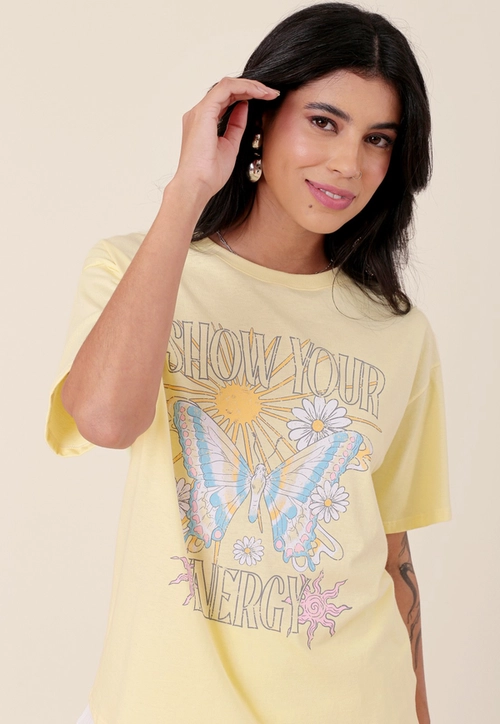 T-Shirt Em Algodão Manga Curta  Butterfly