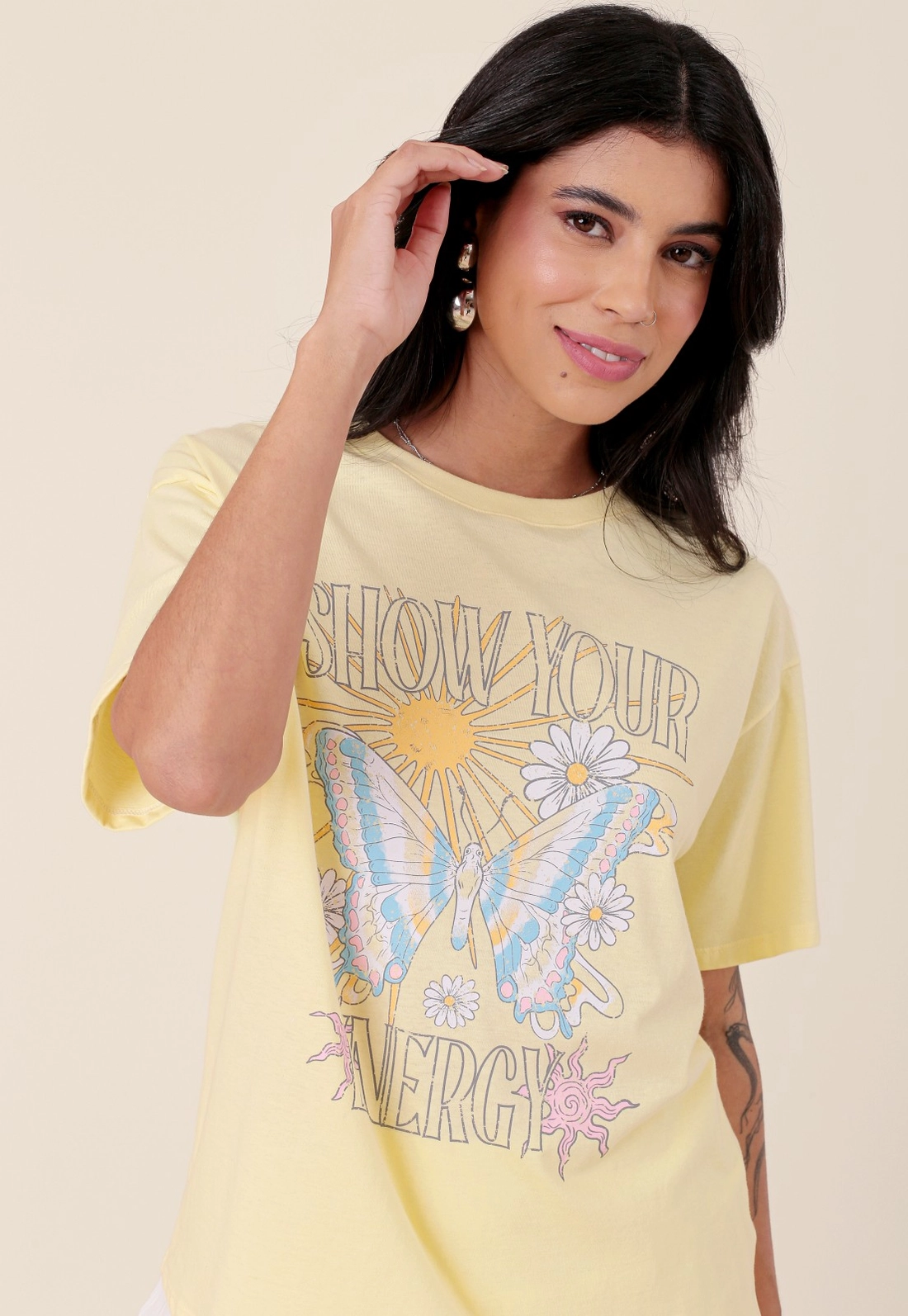 T-Shirt Em Algodão Manga Curta  Butterfly