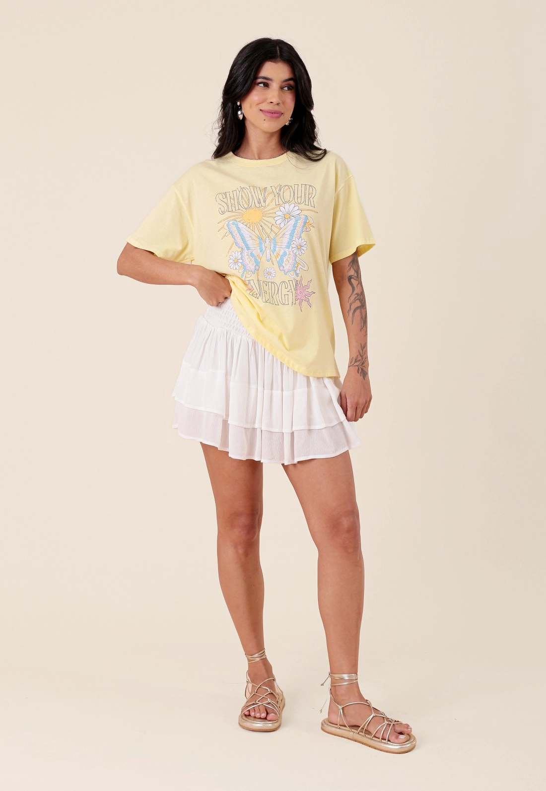 T-Shirt Em Algodão Manga Curta  Butterfly