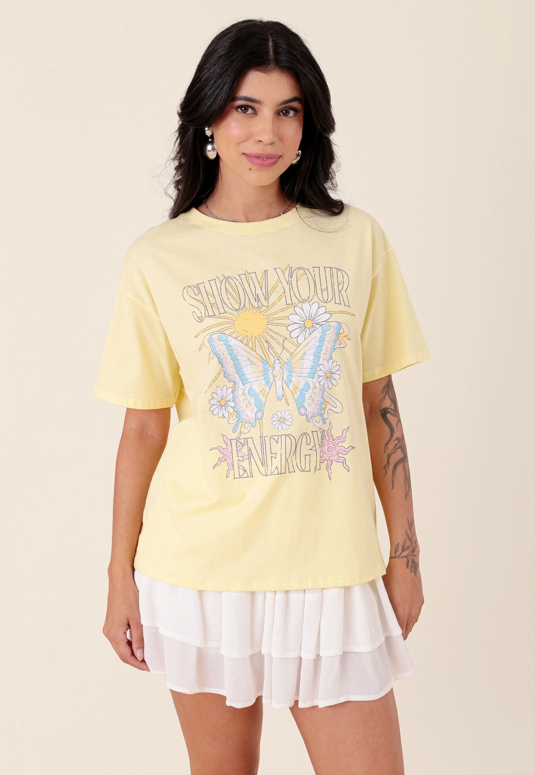 T-Shirt Em Algodão Manga Curta  Butterfly
