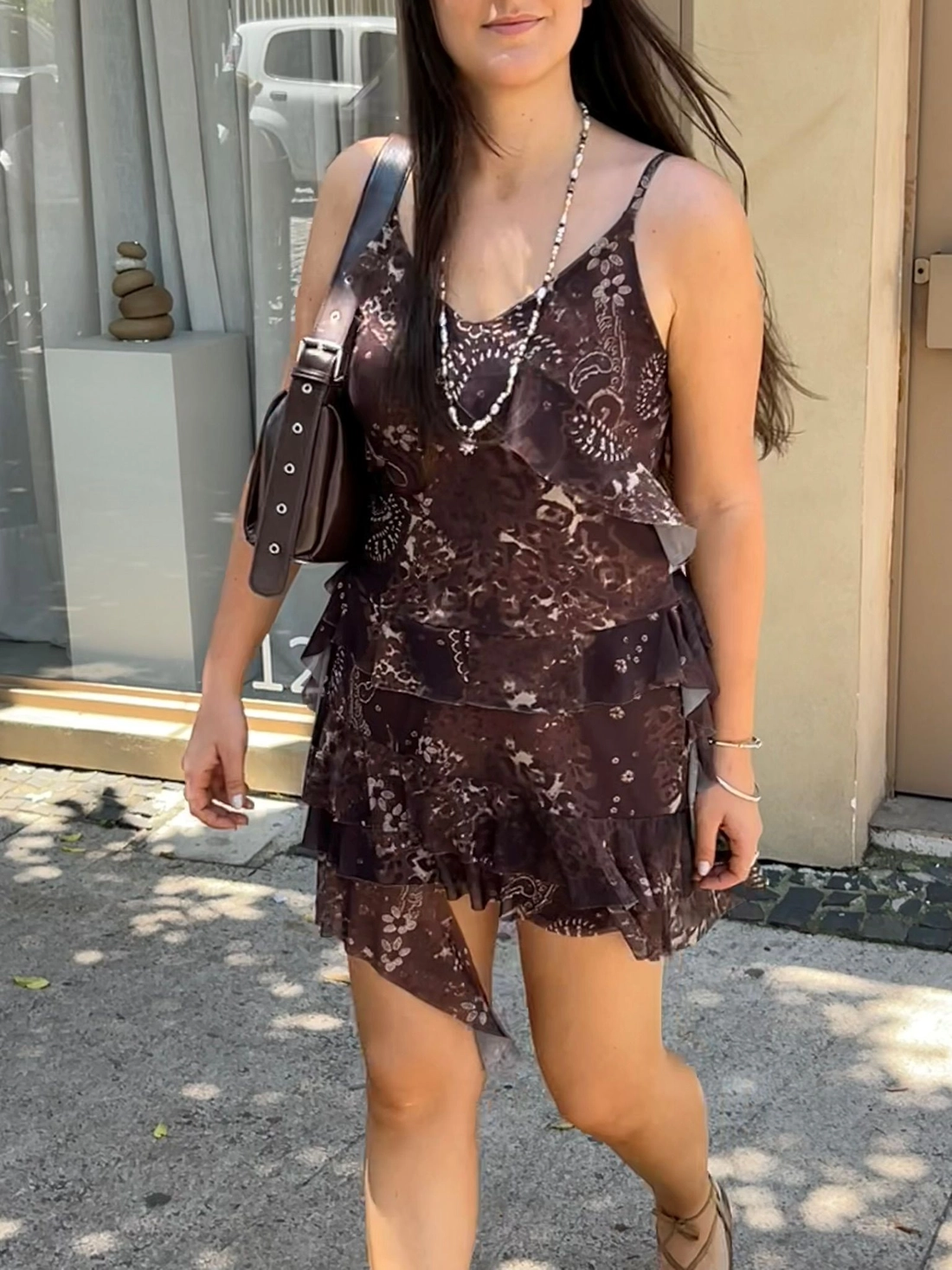 Saia Curta Em Tule Estampado Cashmere Com Babados