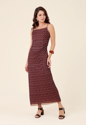 Vestido New Midi Em Tule Mini Boho Alça Com Franzidos