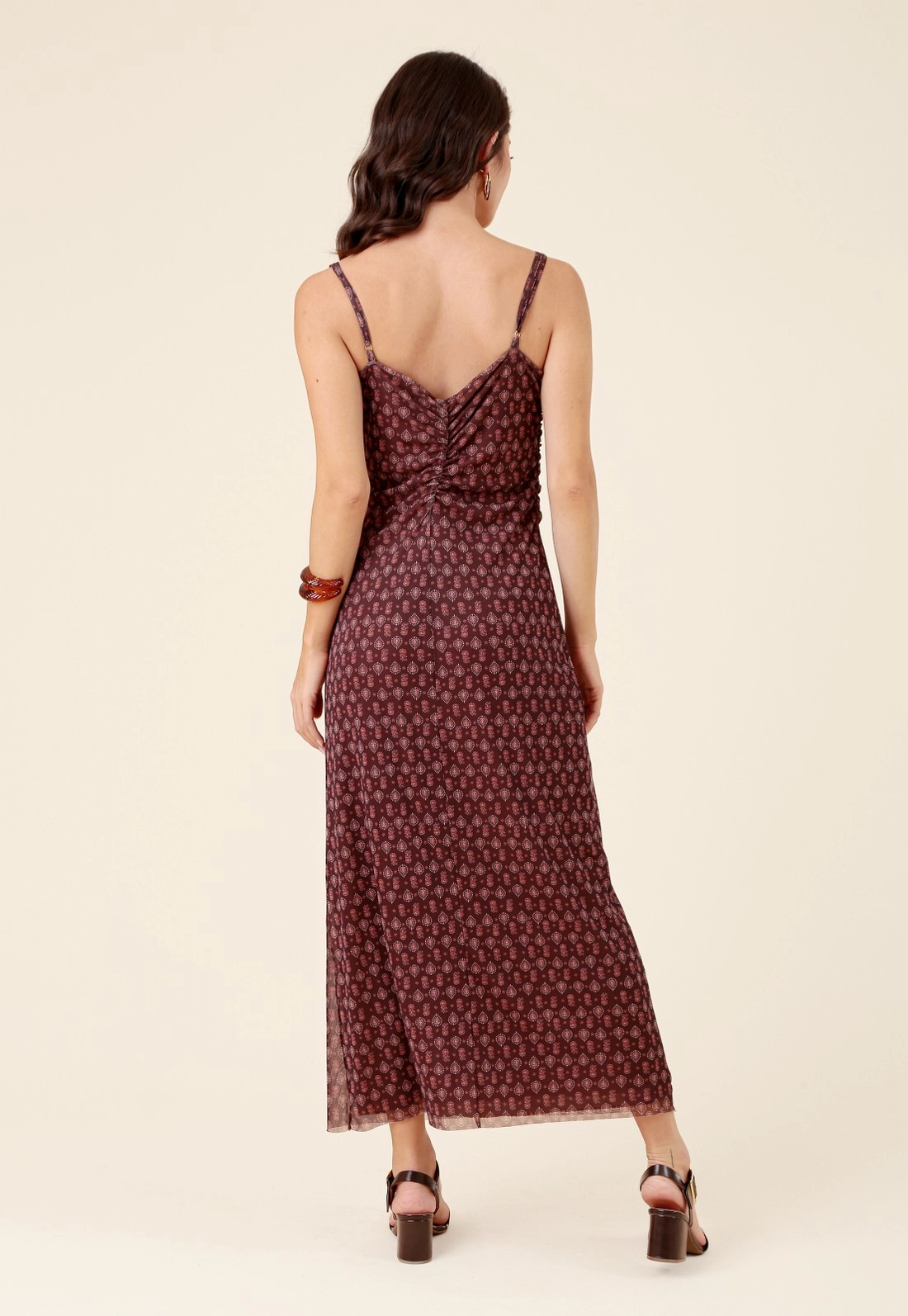 Vestido New Midi Em Tule Mini Boho Alça Com Franzidos