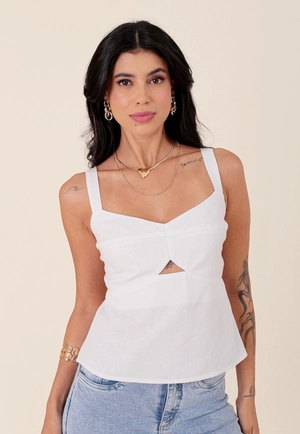Blusa Em Linho Alça Com Recorte Busto