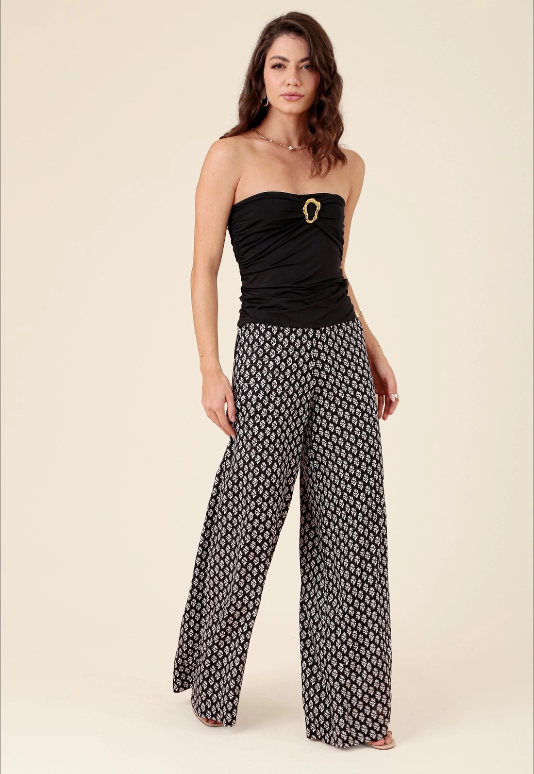 Blusa Decote Reto Em Poliamida Argola Orgânica