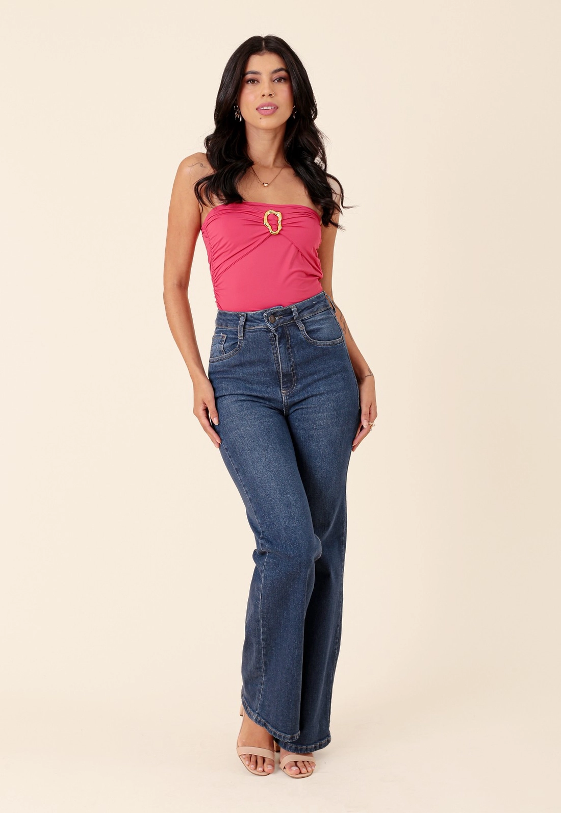 Blusa Decote Reto Em Poliamida Argola Orgânica