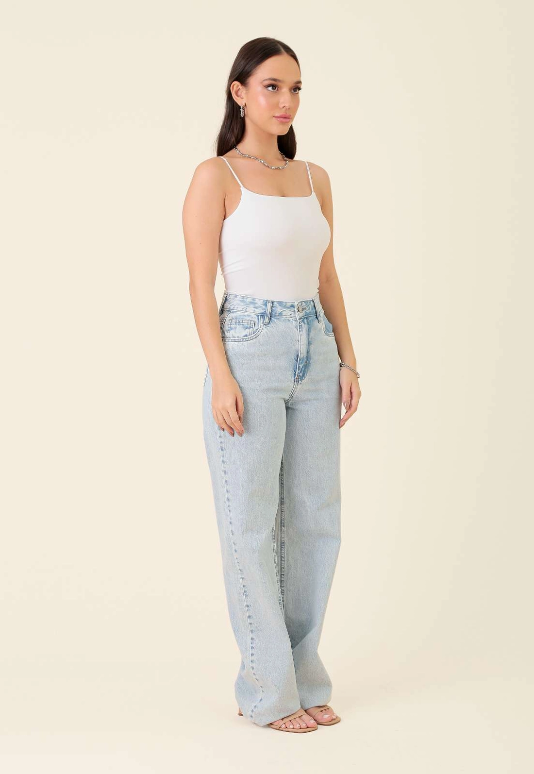 Calça Jeans Reta Azul Claro