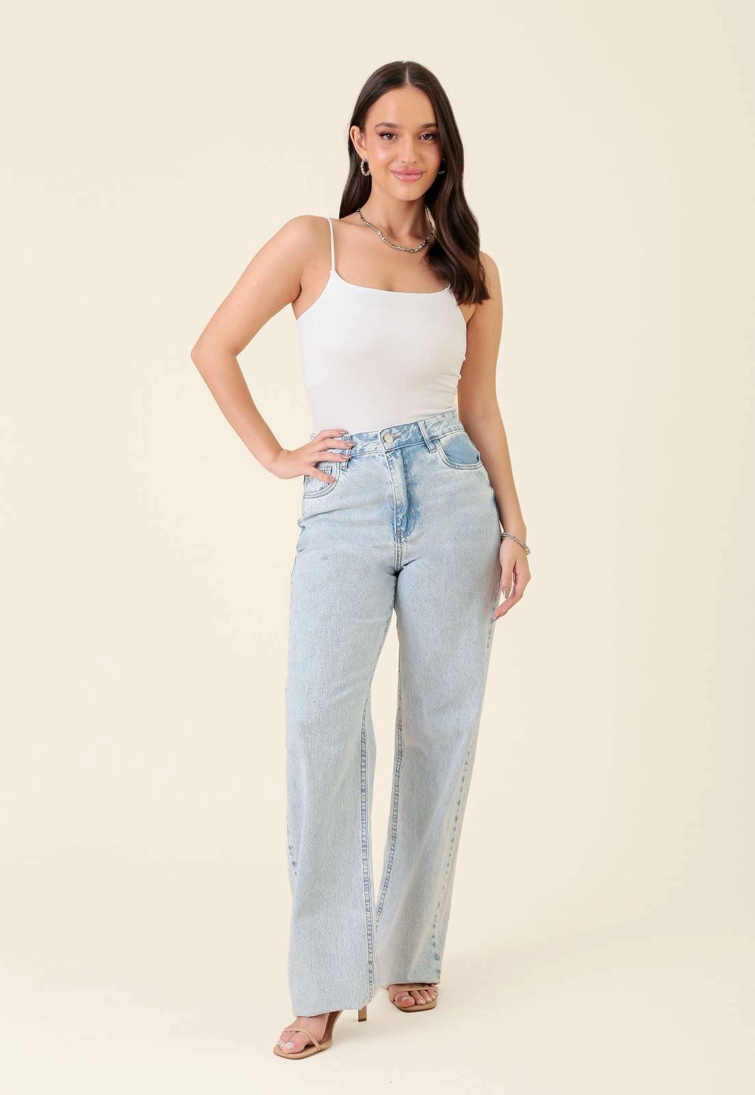 Calça Jeans Reta Azul Claro