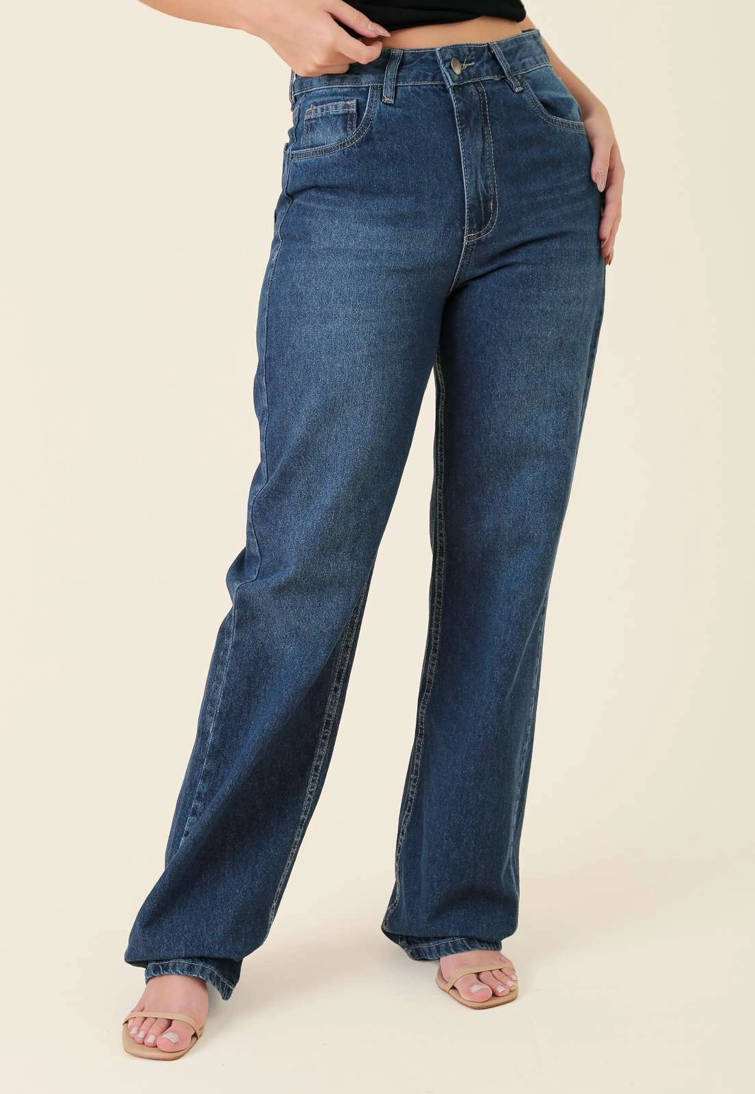 Calça Jeans Reta Azul Escuro