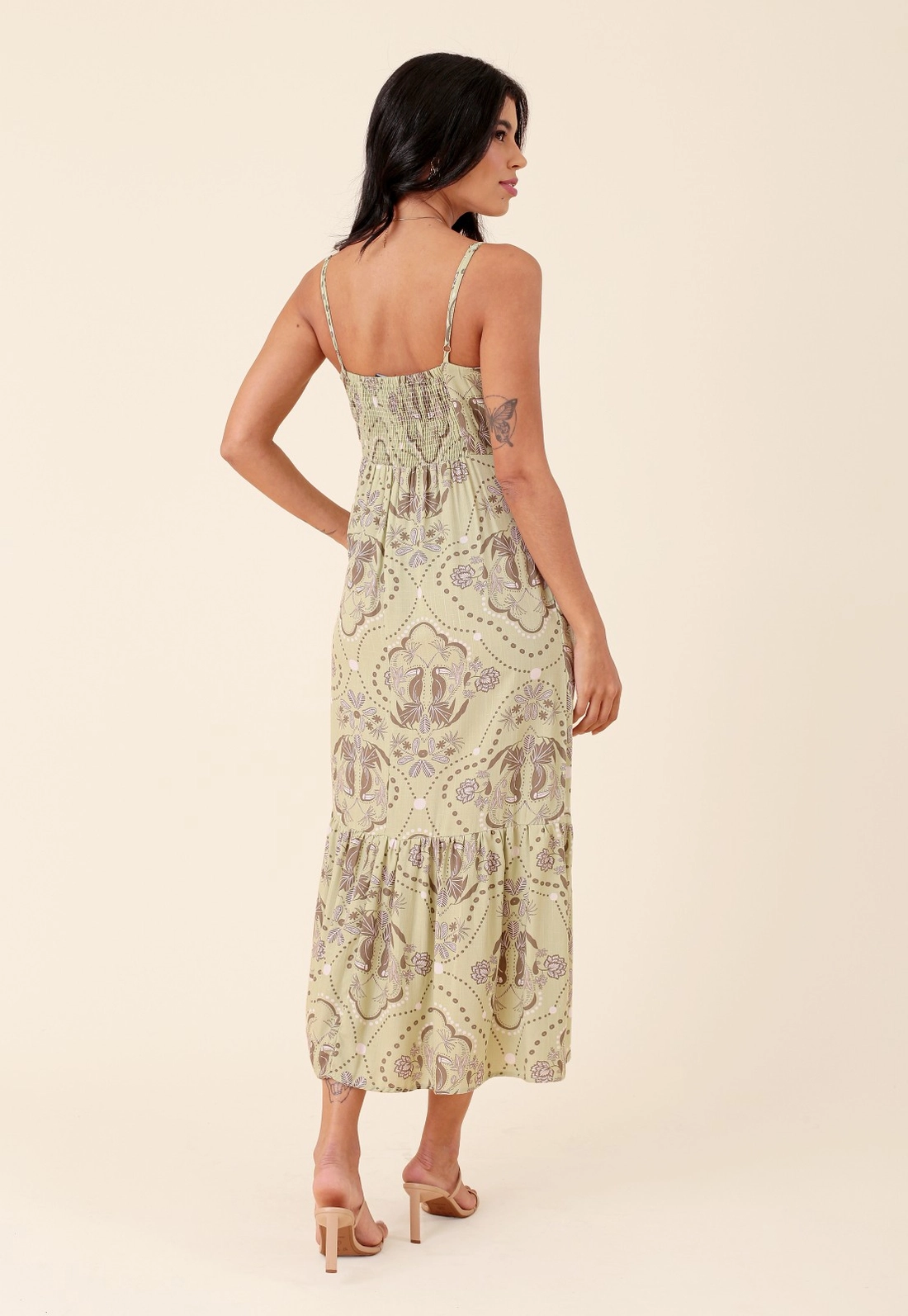 Vestido Midi Em Viscose Estampada Tucano