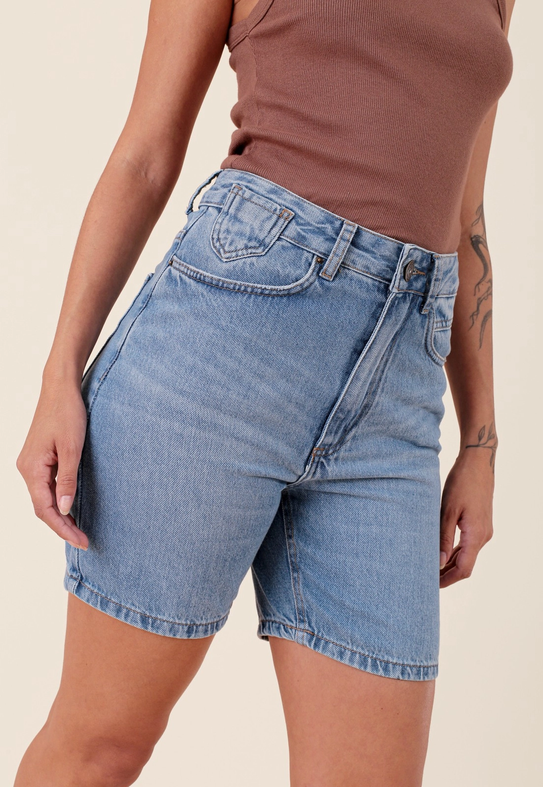 Bermuda Em Jeans Reta