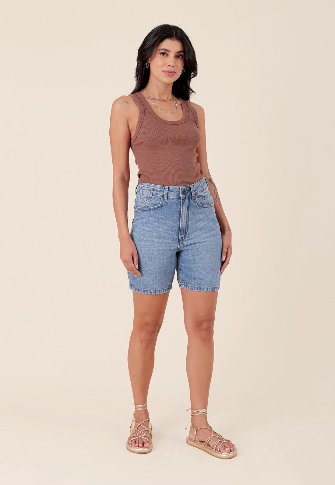 Bermuda Em Jeans Reta