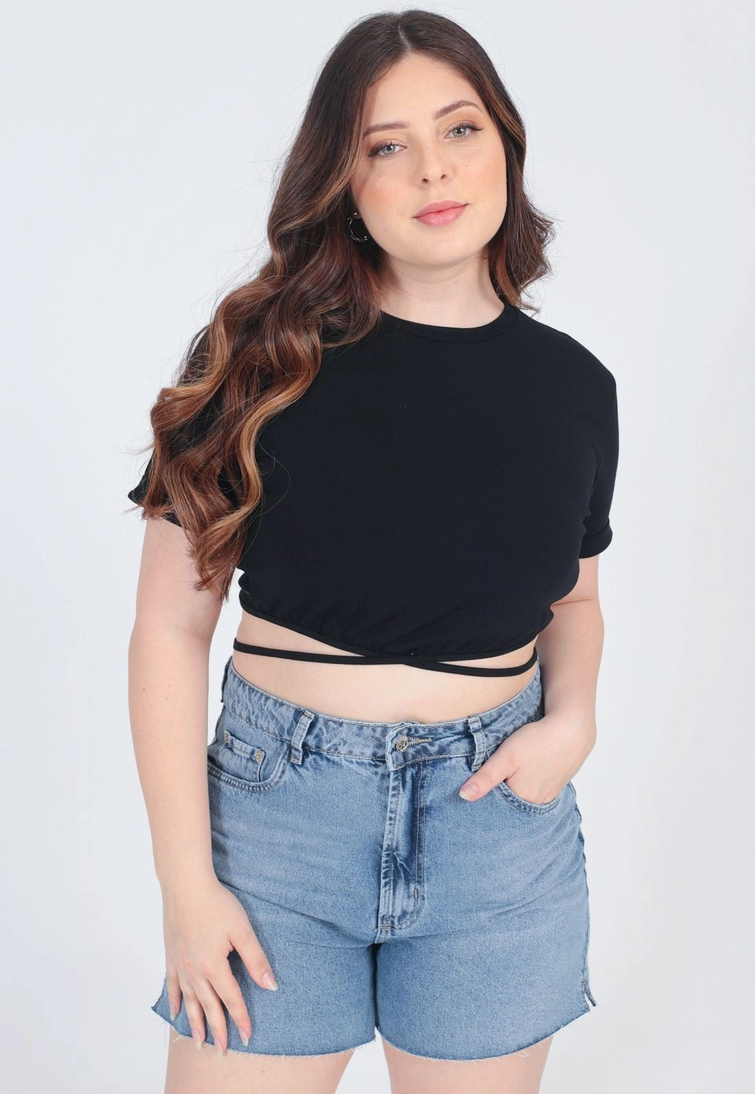 Blusa Cropped Tiras Amarração