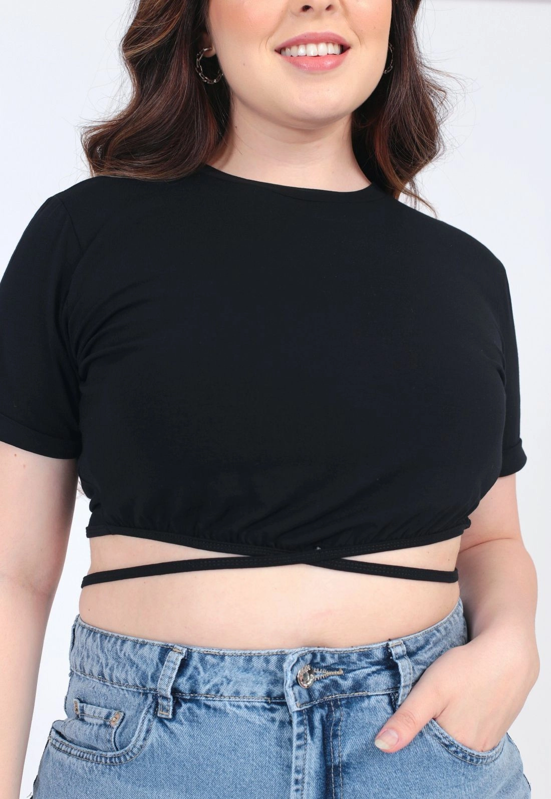 Blusa Cropped Tiras Amarração