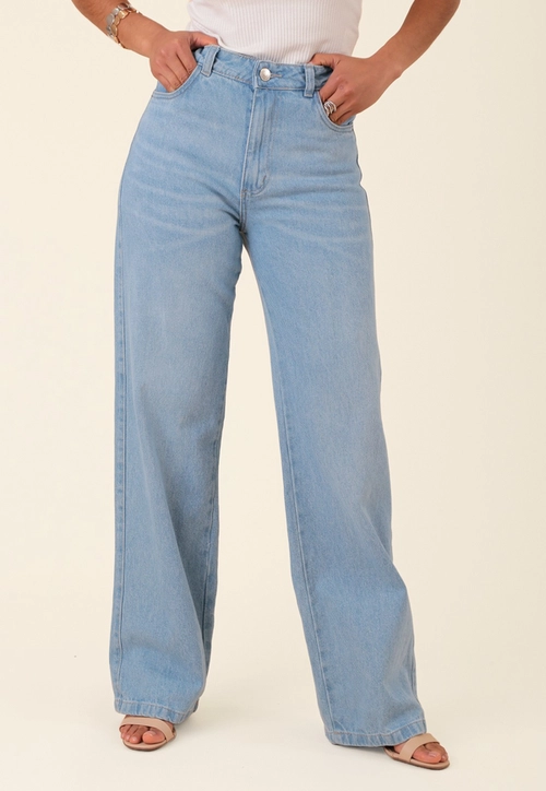 Calça Jeans Wide Leg Azul Médio