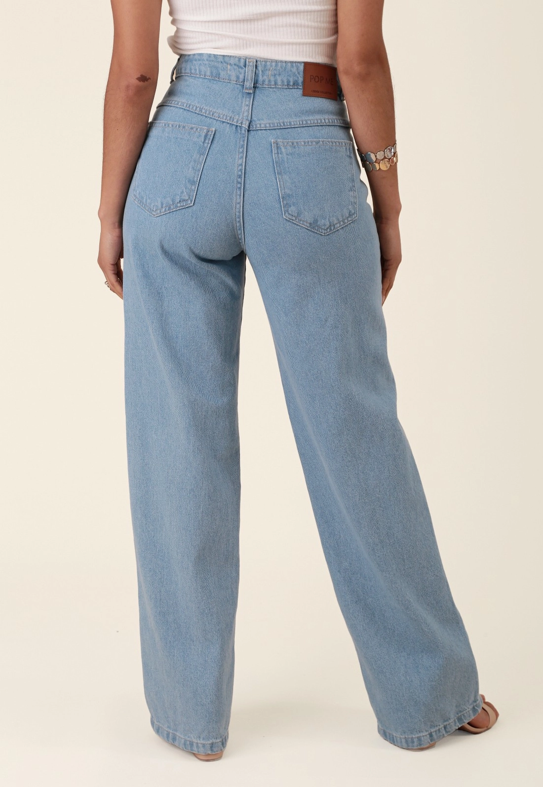 Calça Jeans Wide Leg Azul Médio