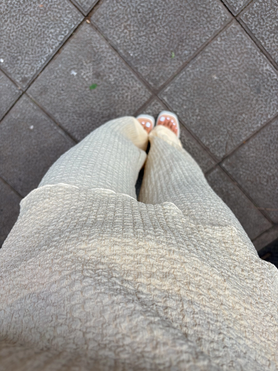 Calça Pantalona Em Malha Texturizada