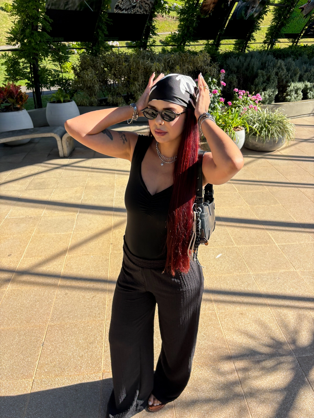 Calça Pantalona Em Malha Texturizada