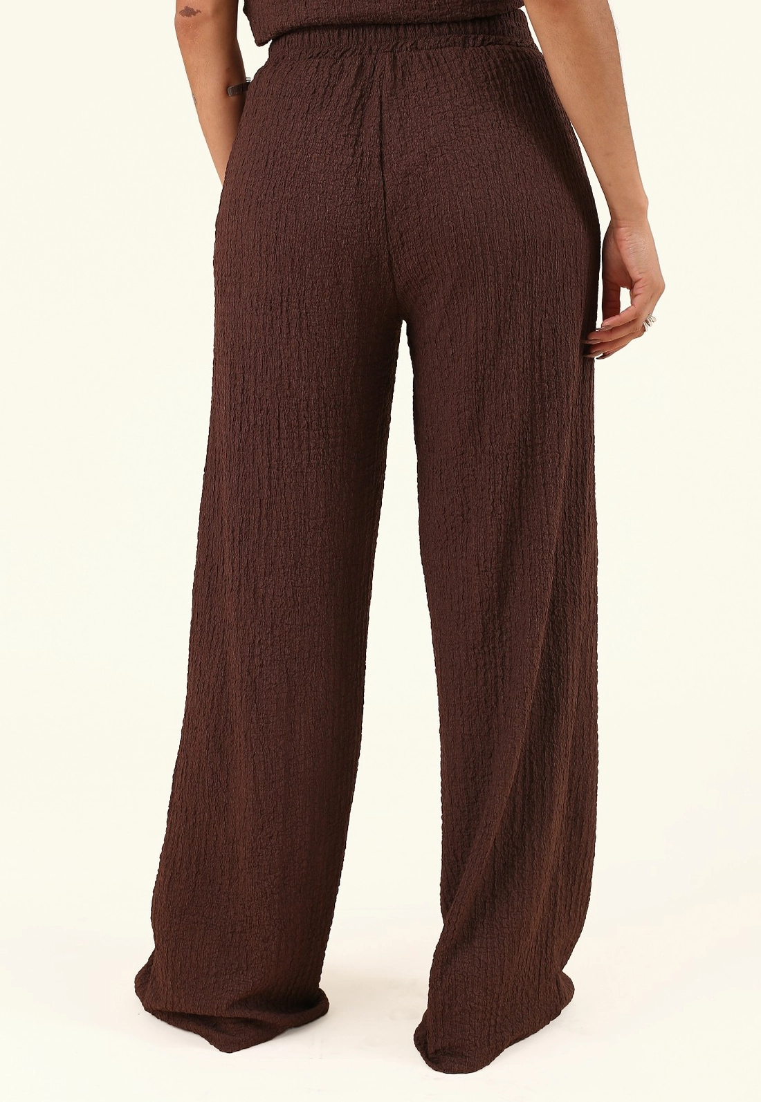 Calça Pantalona Em Malha Texturizada