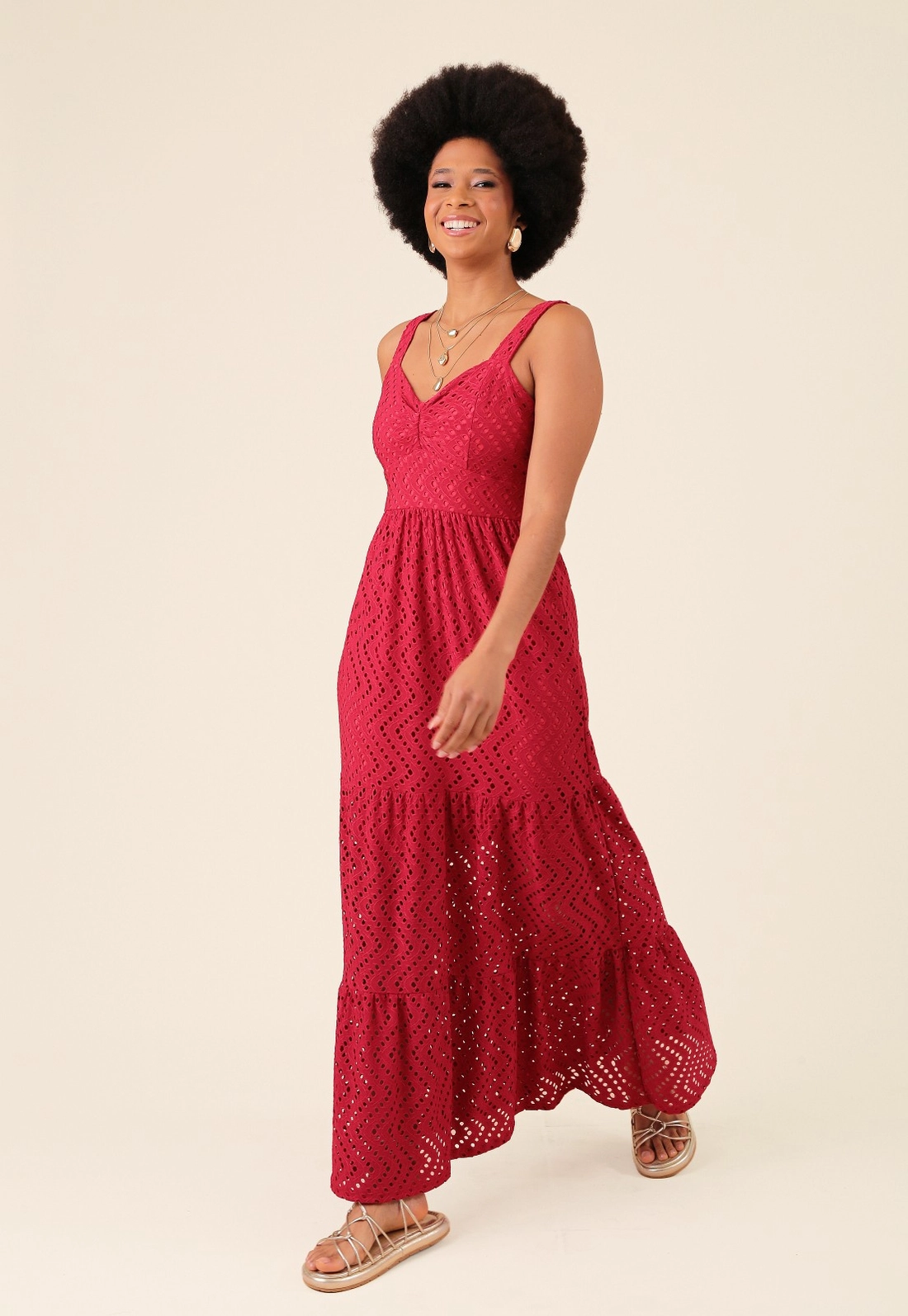Vestido New Midi Em Malha Laise Sem Manga