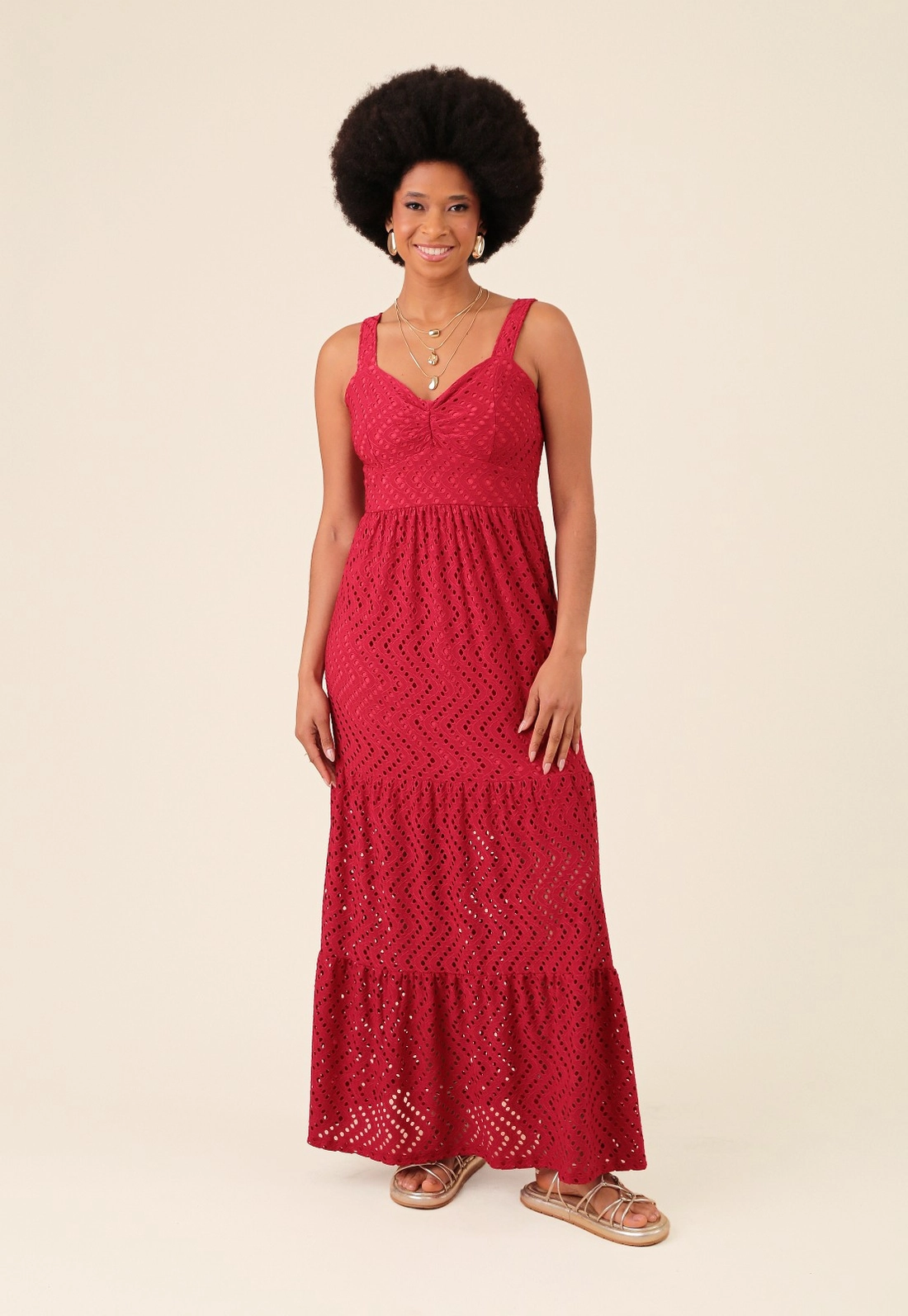 Vestido New Midi Em Malha Laise Sem Manga