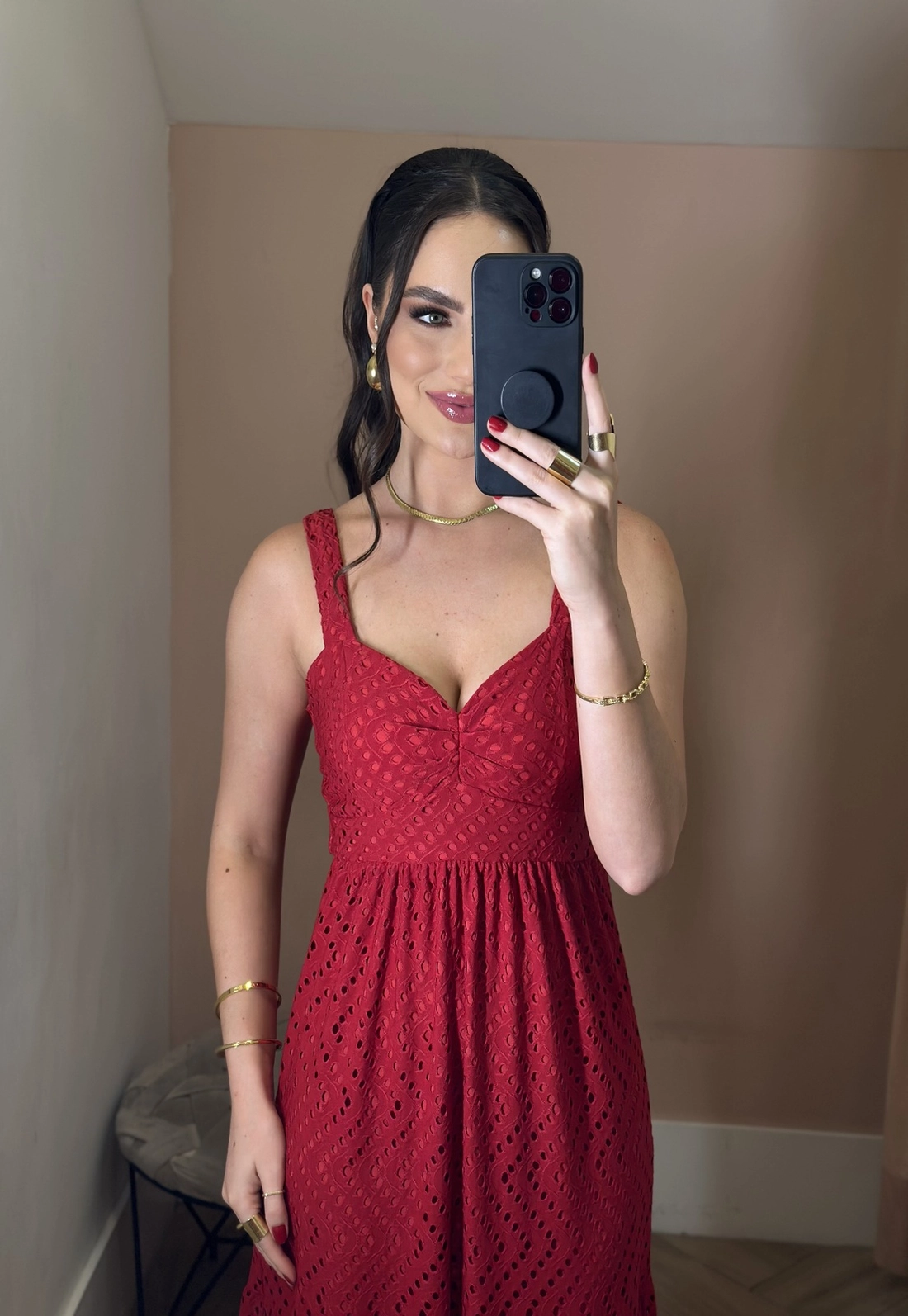 Vestido New Midi Em Malha Laise Sem Manga