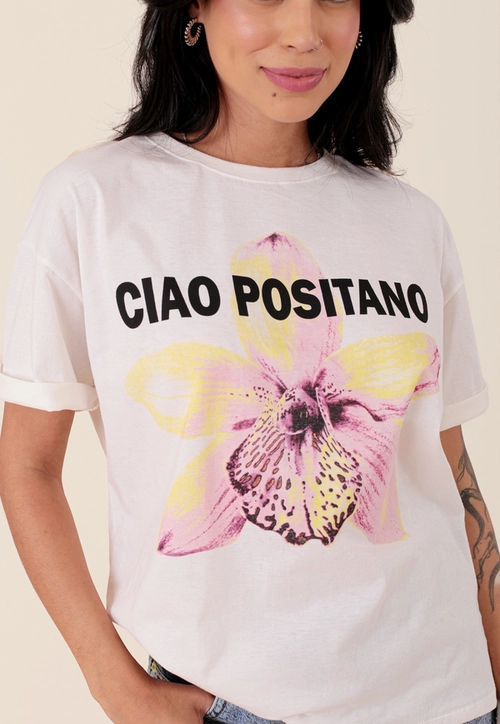 T-Shirt Em Algodão Manga Curta Ciao Positano