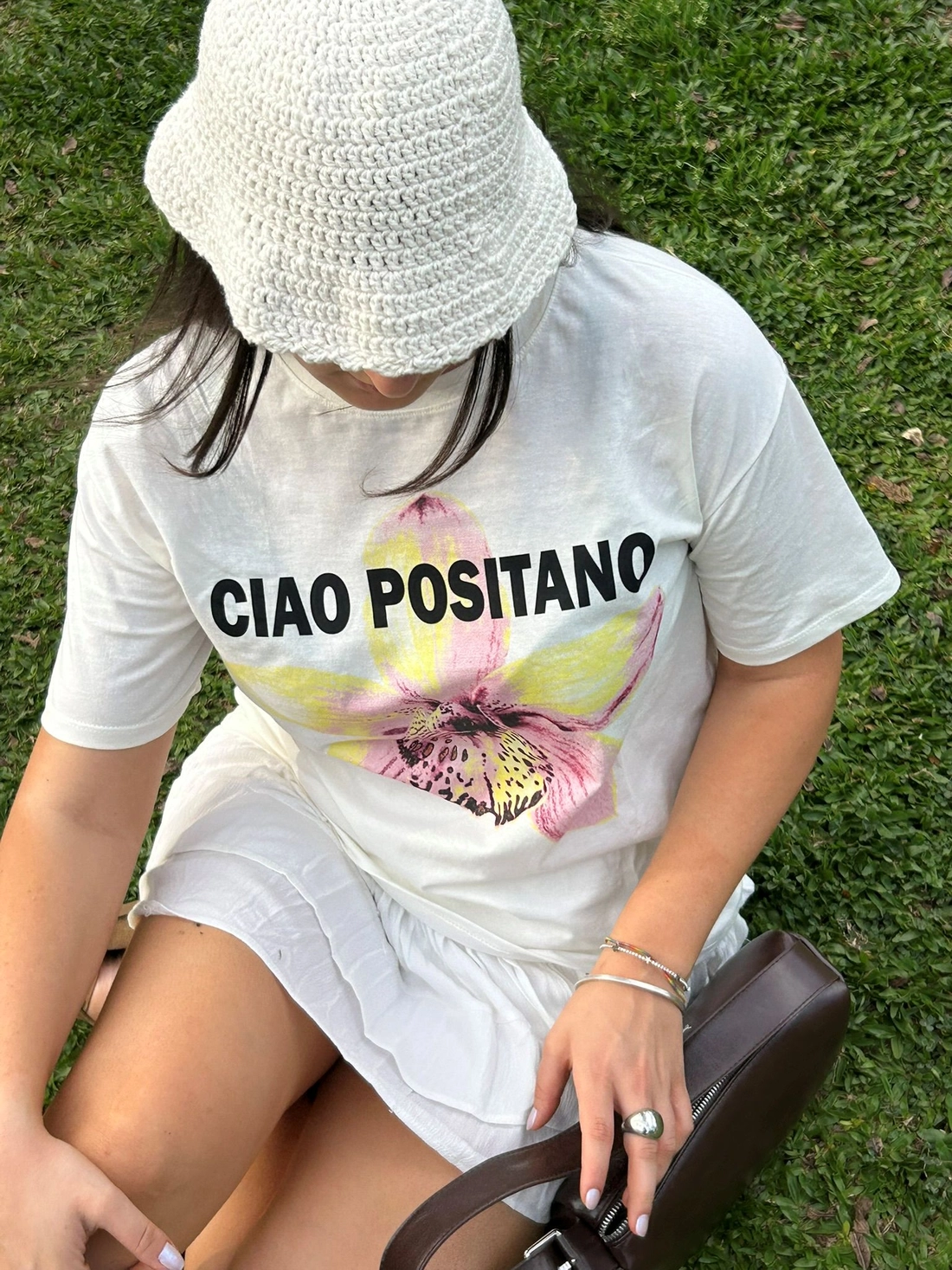 T-Shirt Em Algodão Manga Curta Ciao Positano