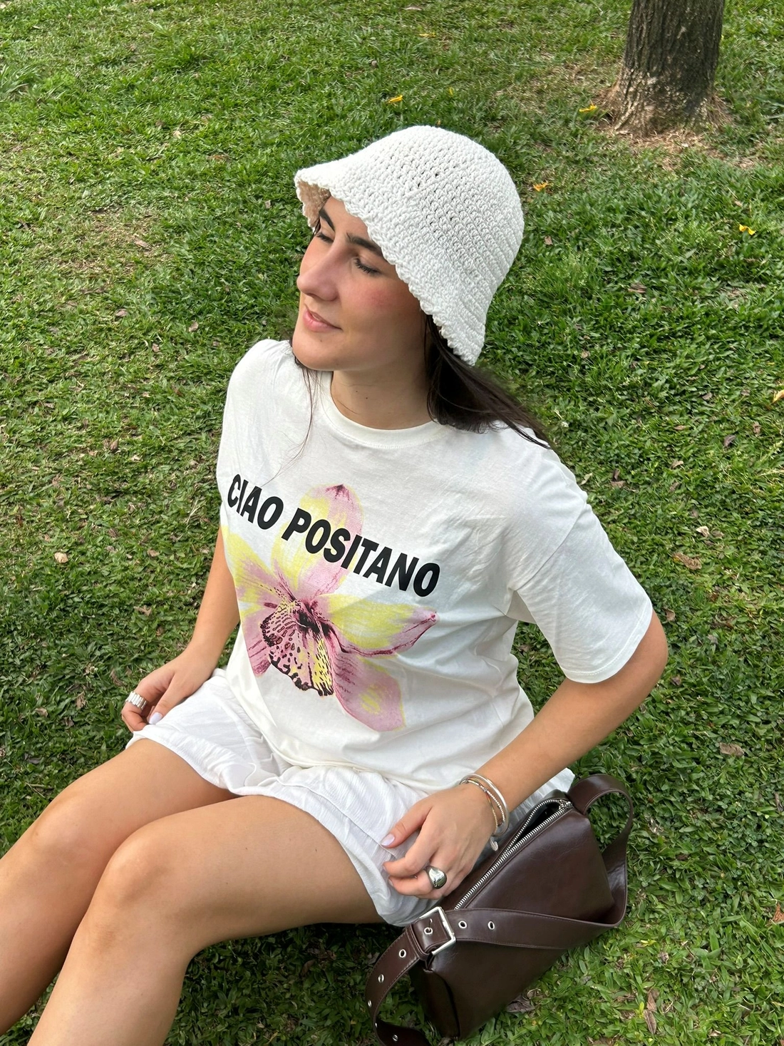 T-Shirt Em Algodão Manga Curta Ciao Positano